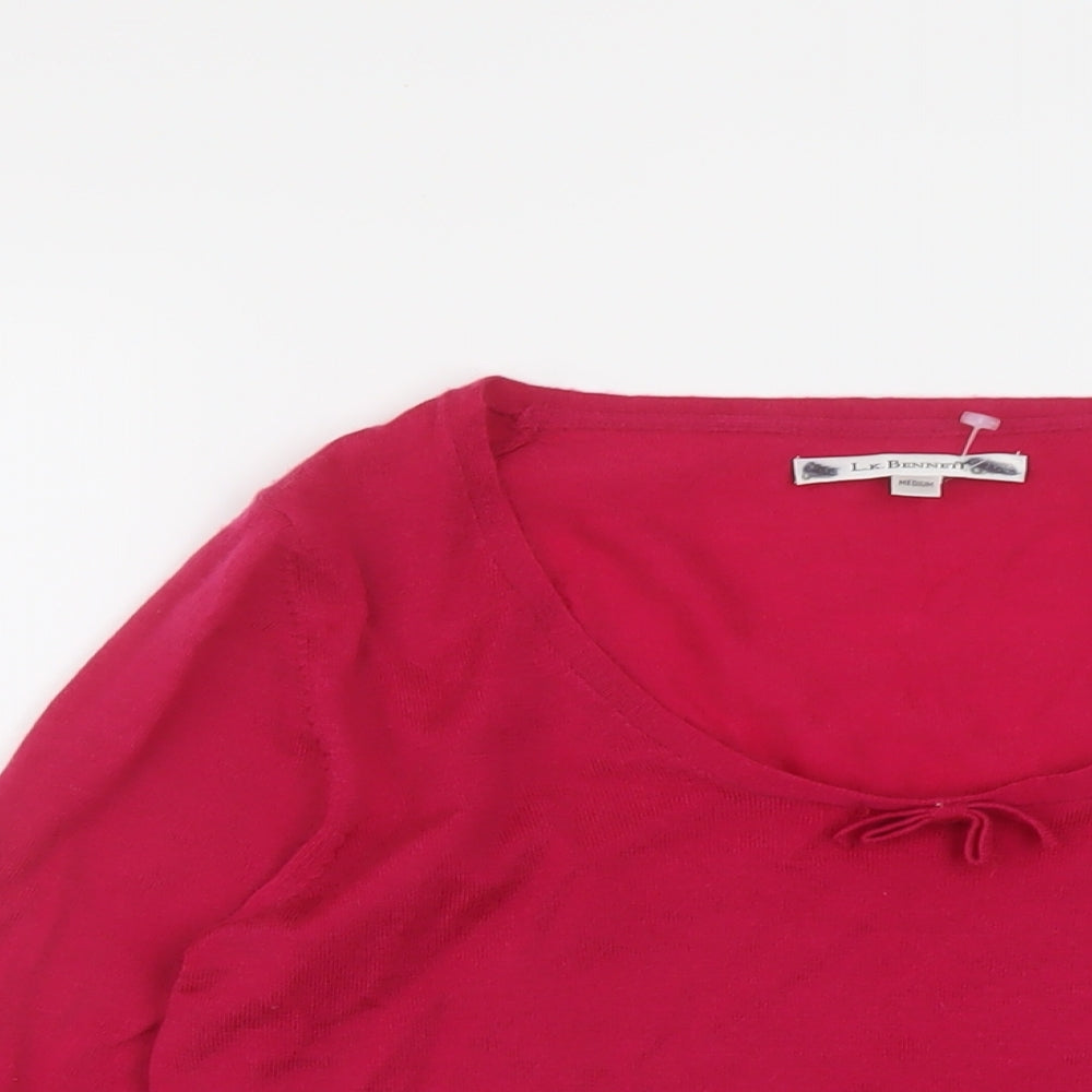 LK. Bennett Womens Pink V-Neck Wool Pullover Jumper Size M