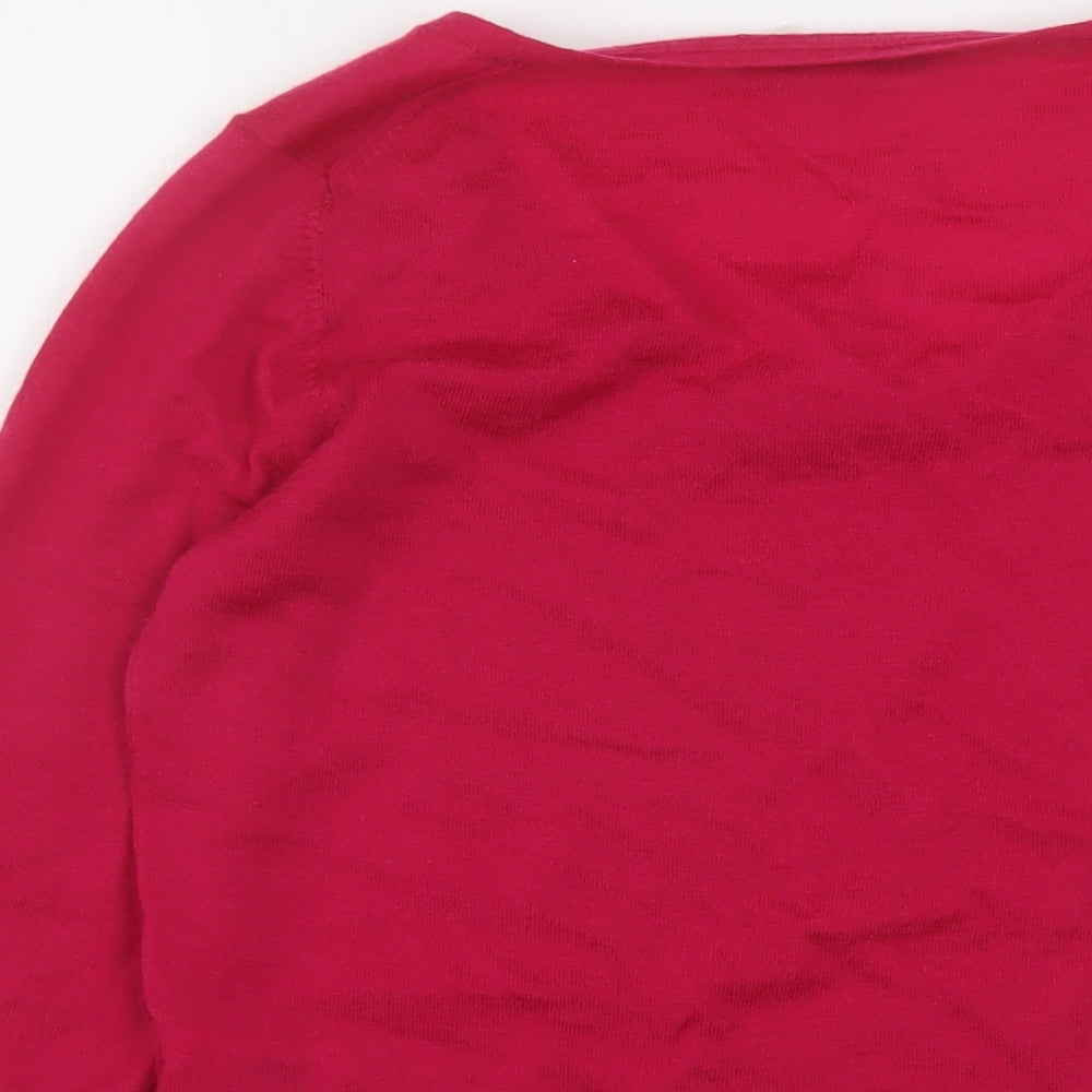 LK. Bennett Womens Pink V-Neck Wool Pullover Jumper Size M