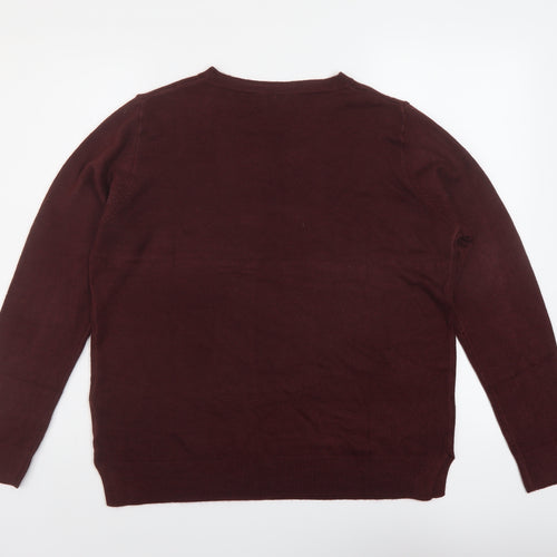 Marks and Spencer Womens Red Round Neck Acrylic Pullover Jumper Size 16