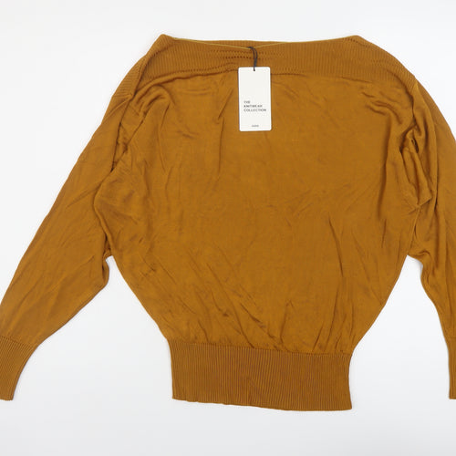 Zara Womens Brown Boat Neck Viscose Pullover Jumper Size L