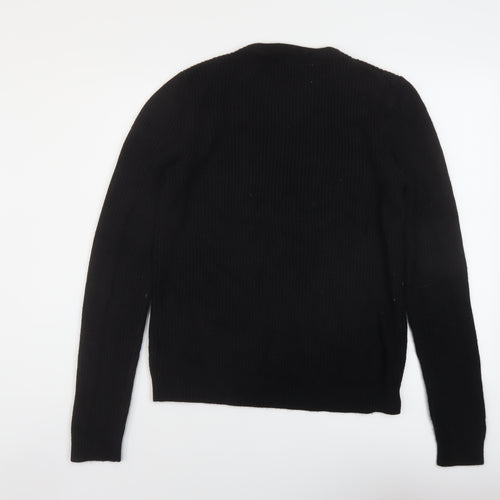 JACK & JONES Mens Black Crew Neck Acrylic Pullover Jumper Size M Long Sleeve