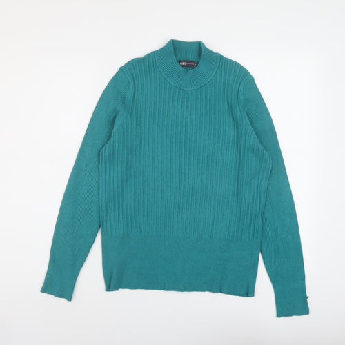 Marks and Spencer Womens Green Mock Neck Viscose Pullover Jumper Size 18