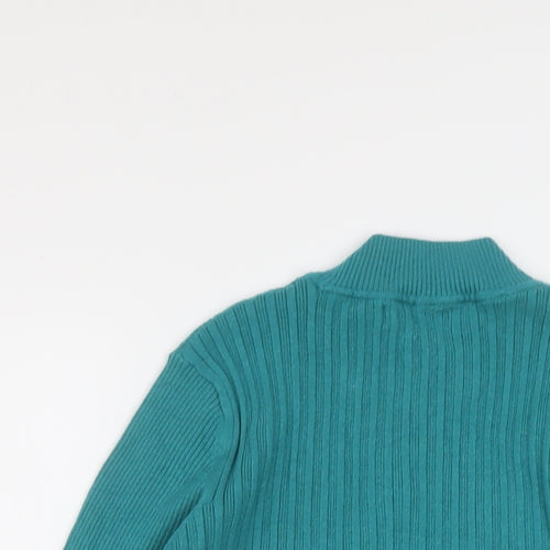 Marks and Spencer Womens Green Mock Neck Viscose Pullover Jumper Size 18