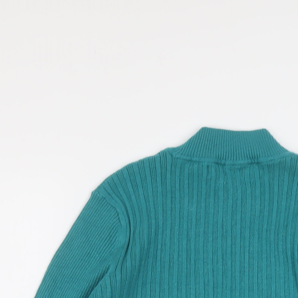 Marks and Spencer Womens Green Mock Neck Viscose Pullover Jumper Size 18