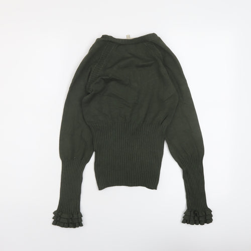 Karen Millen Womens Green V-Neck Viscose Pullover Jumper Size 12