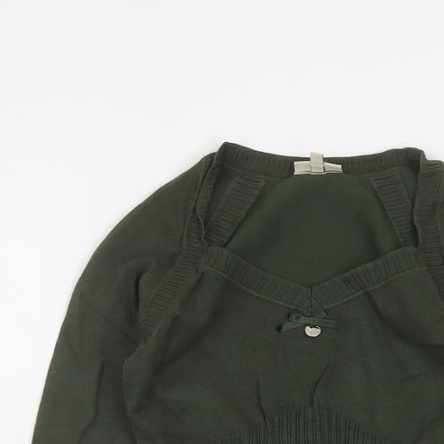 Karen Millen Womens Green V-Neck Viscose Pullover Jumper Size 12