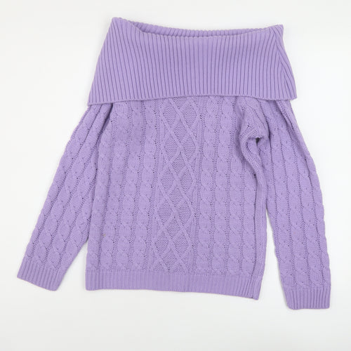 Boohoo Womens Purple Roll Neck Acrylic Pullover Jumper Size S