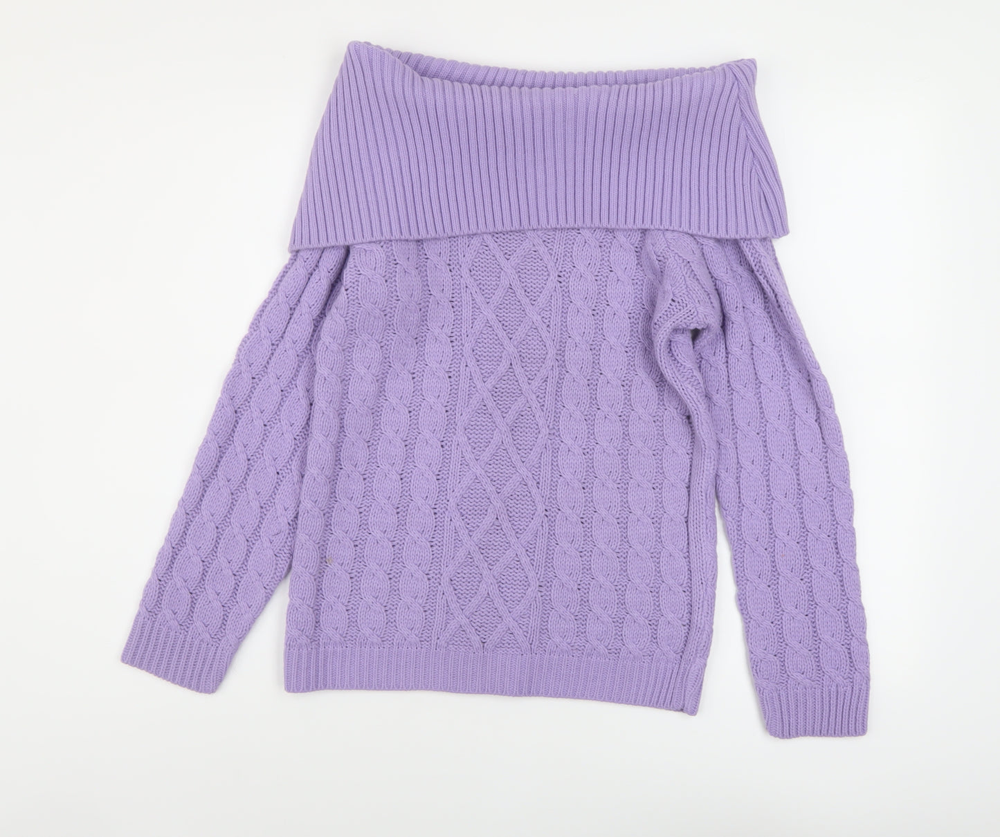 Boohoo Womens Purple Roll Neck Acrylic Pullover Jumper Size S
