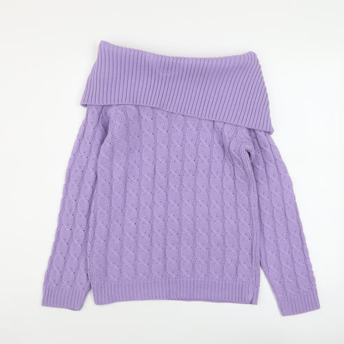 Boohoo Womens Purple Roll Neck Acrylic Pullover Jumper Size S