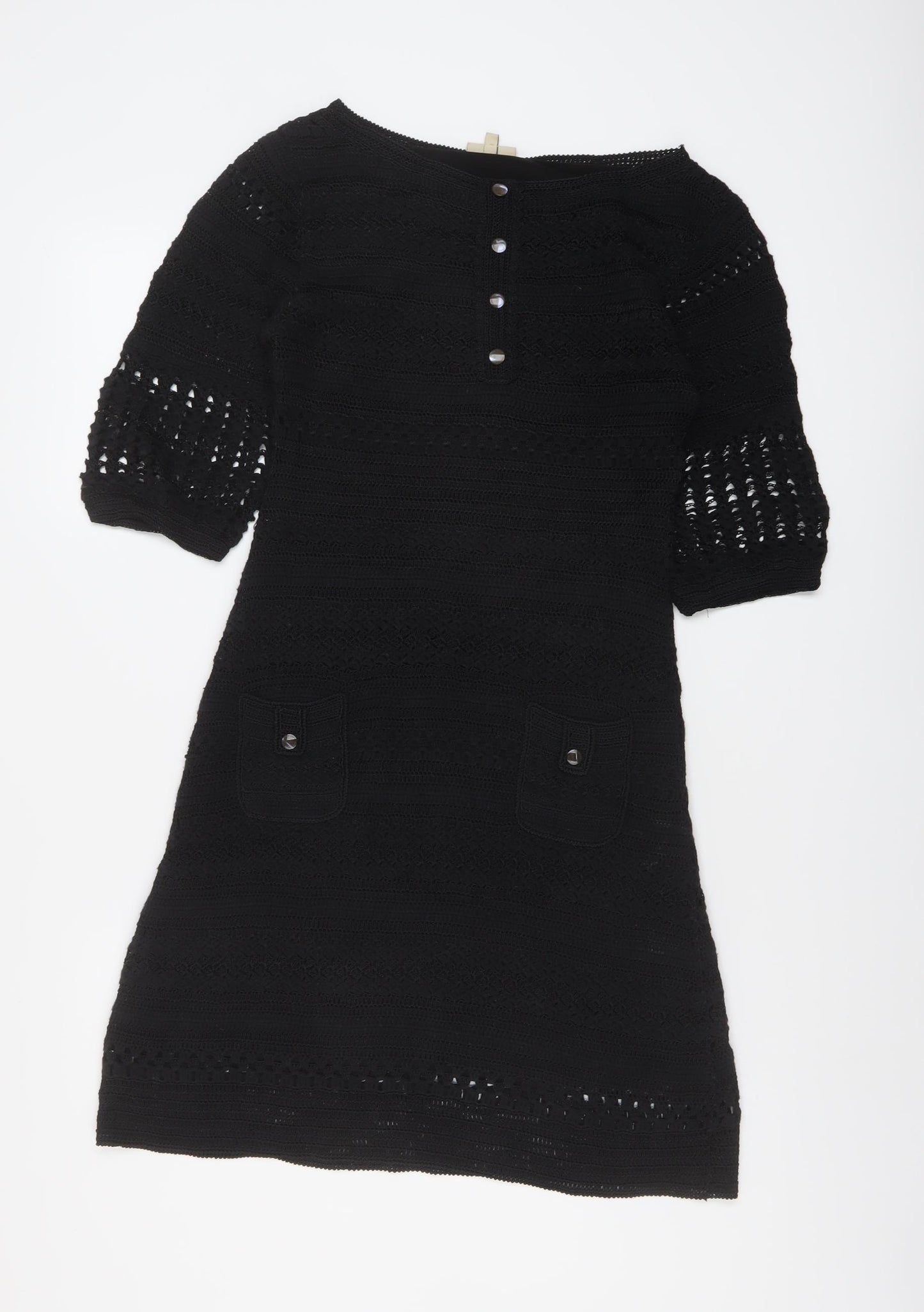 Karen Millen Womens Black Viscose A-Line Size 10 Boat Neck Pullover