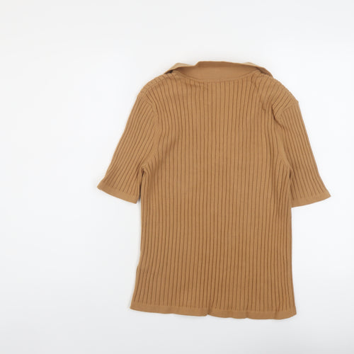 & Other Stories Womens Brown Collared Viscose Pullover Jumper Size L