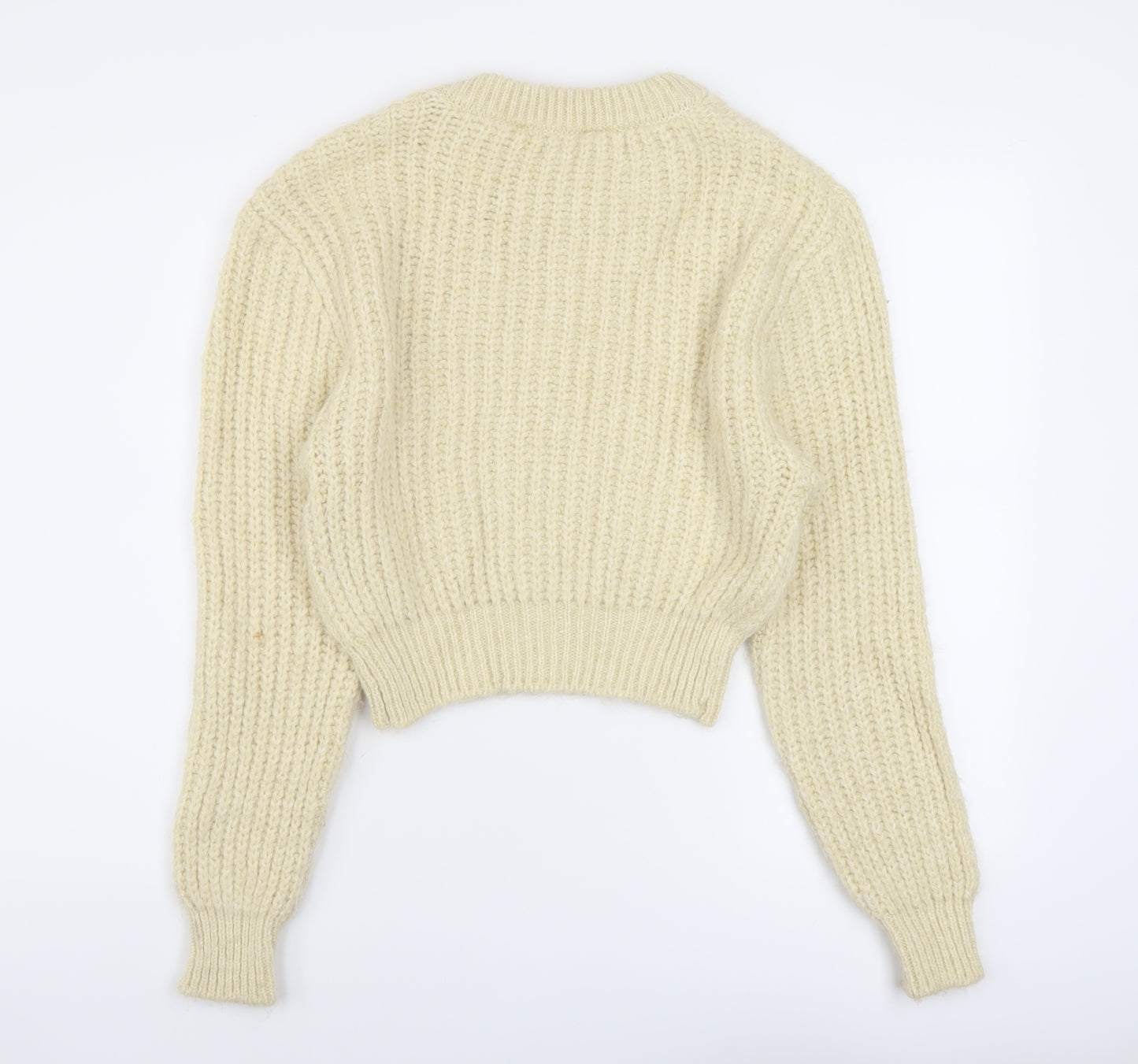 Zara Womens Beige Round Neck Acrylic Pullover Jumper Size S