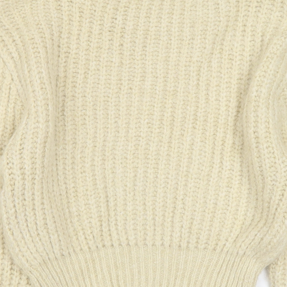 Zara Womens Beige Round Neck Acrylic Pullover Jumper Size S