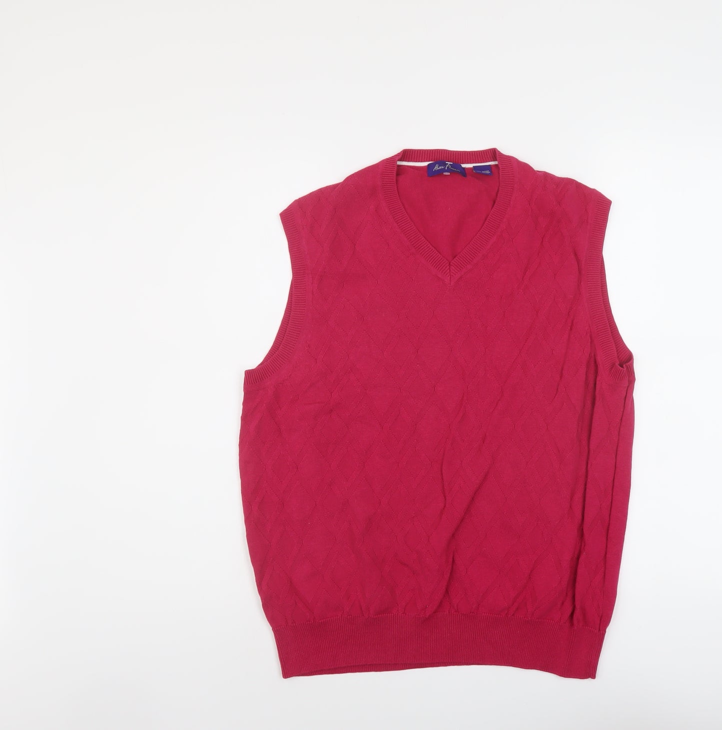 Alan Flusser Womens Pink V-Neck Cotton Vest Jumper Size M