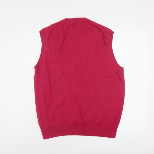Alan Flusser Womens Pink V-Neck Cotton Vest Jumper Size M