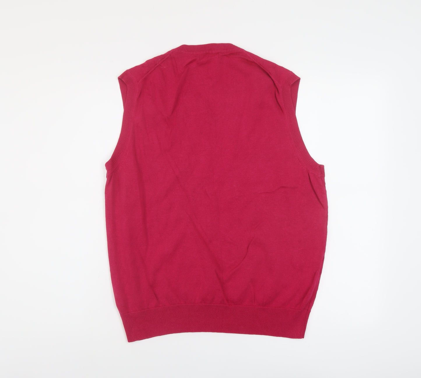 Alan Flusser Womens Pink V-Neck Cotton Vest Jumper Size M