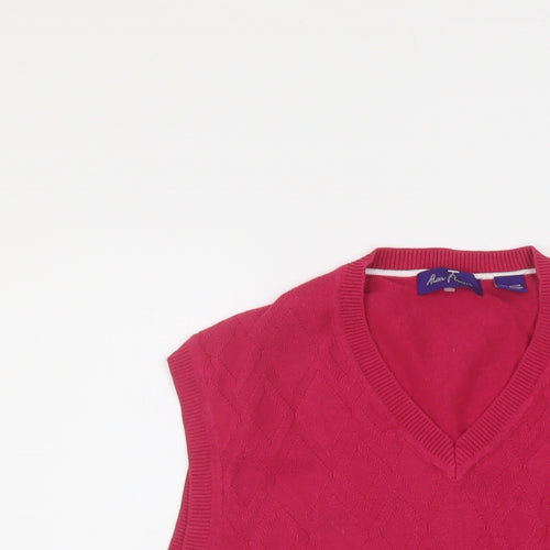 Alan Flusser Womens Pink V-Neck Cotton Vest Jumper Size M
