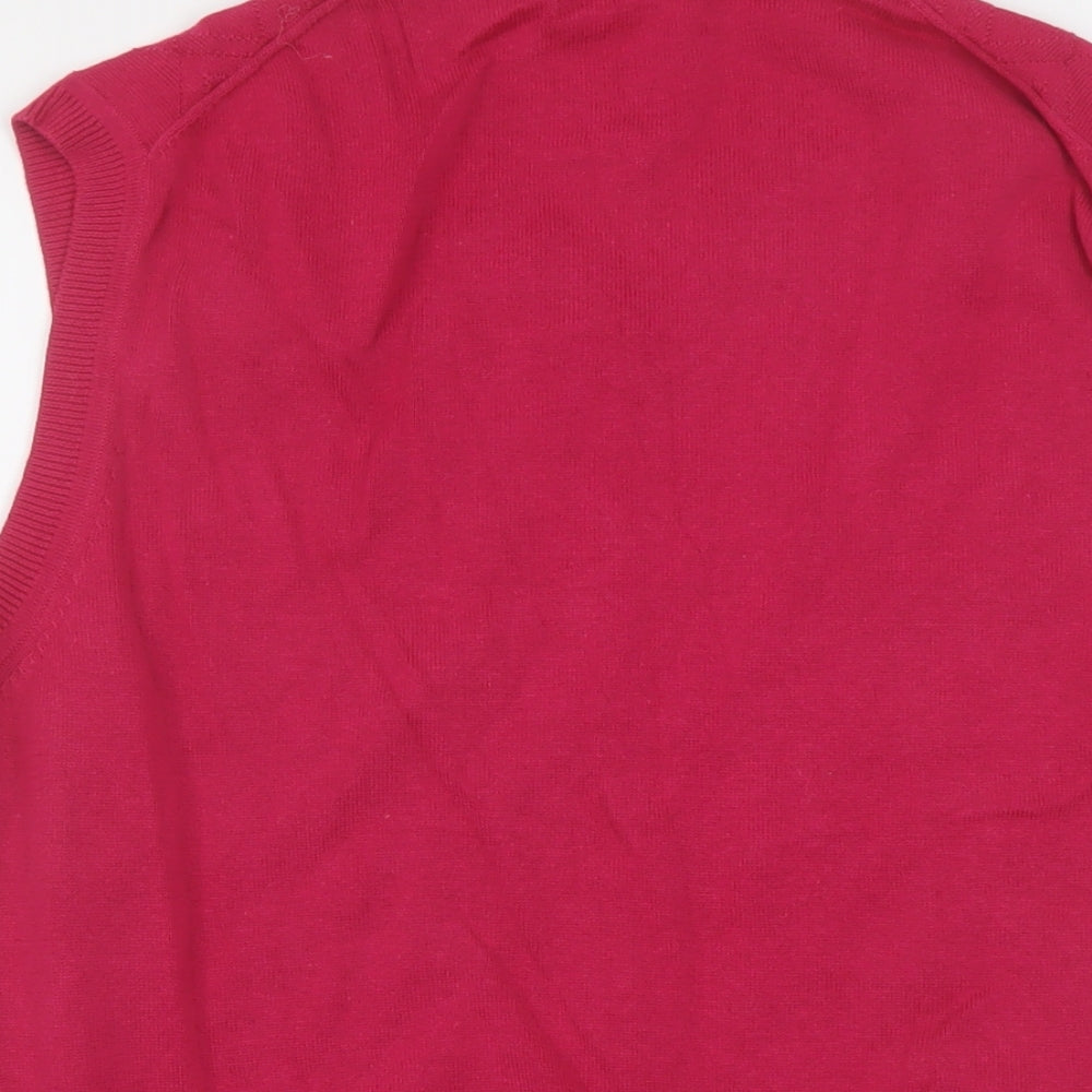 Alan Flusser Womens Pink V-Neck Cotton Vest Jumper Size M