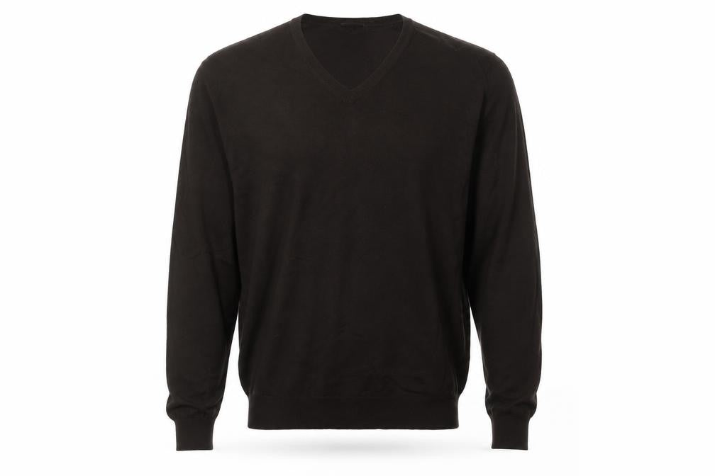 P.A.R.O..H Mens Brown V-Neck Silk Pullover Jumper Size S Long Sleeve
