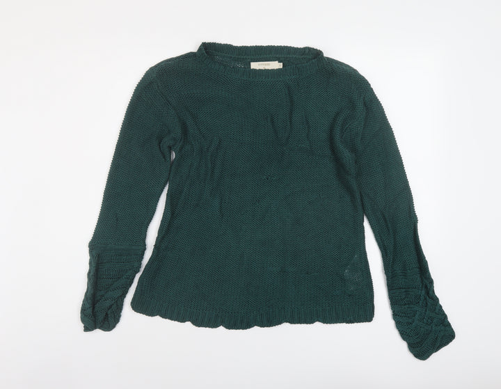 Cream Womens Green Round Neck Viscose Pullover Jumper Size M