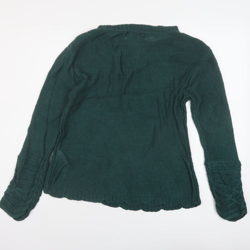 Cream Womens Green Round Neck Viscose Pullover Jumper Size M
