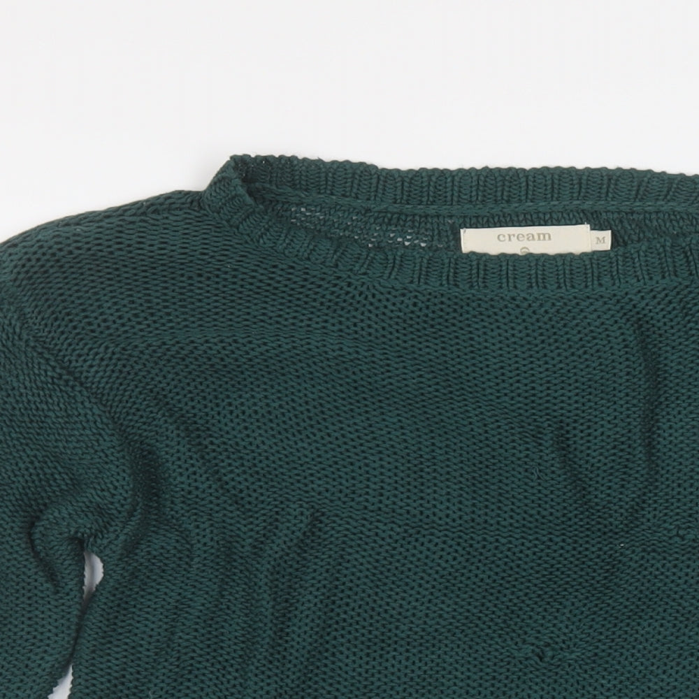 Cream Womens Green Round Neck Viscose Pullover Jumper Size M