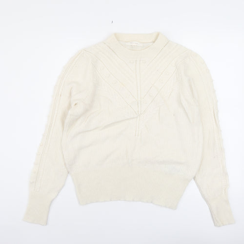 Per Una Womens Ivory Round Neck Acrylic Pullover Jumper Size 12