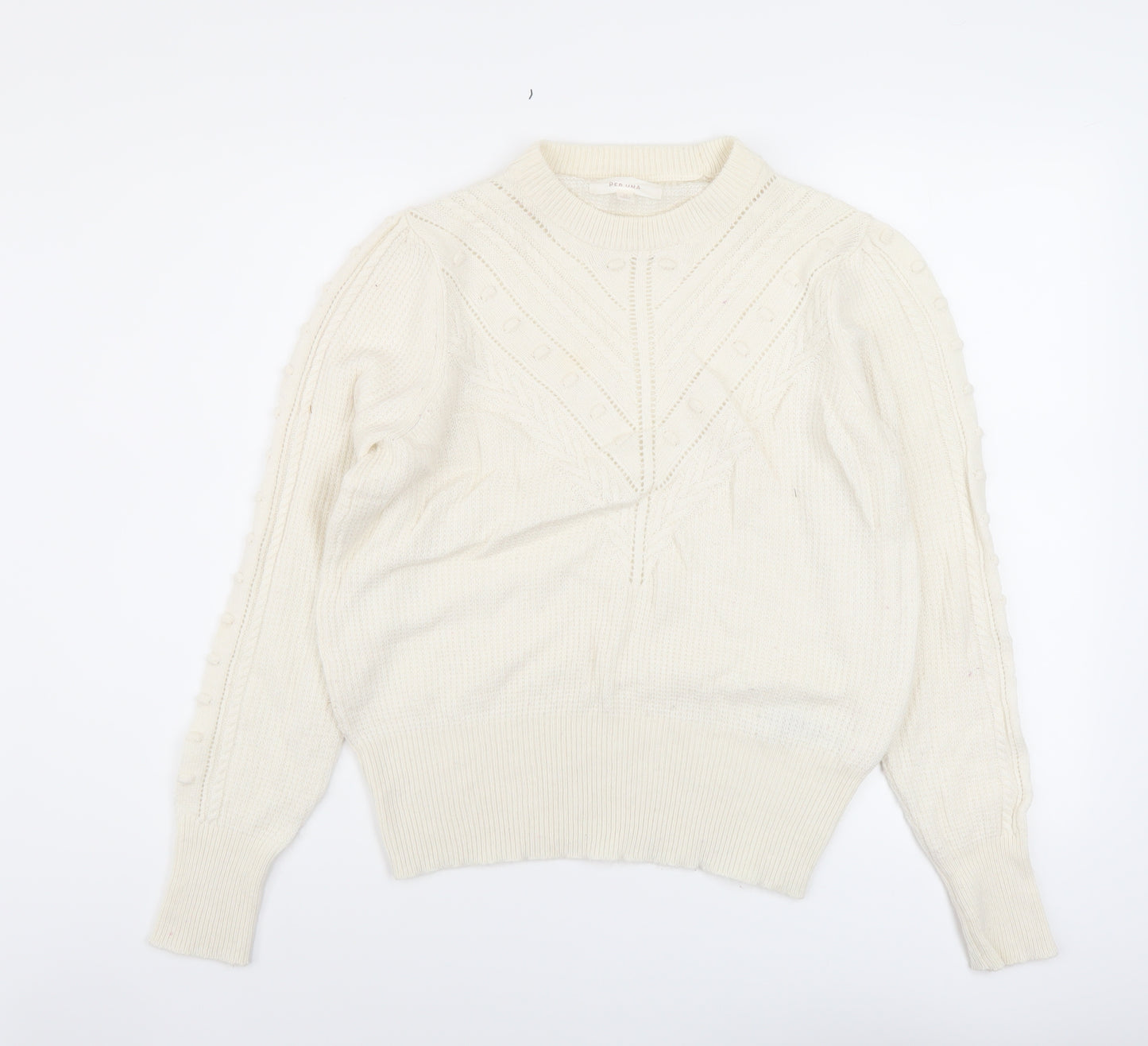 Per Una Womens Ivory Round Neck Acrylic Pullover Jumper Size 12