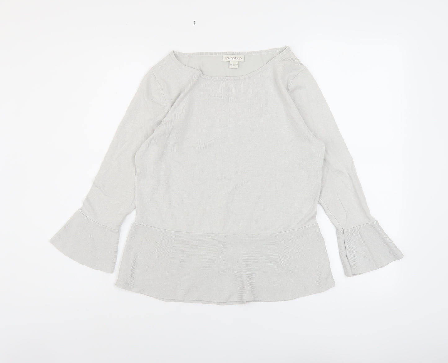 Monsoon Womens Grey Round Neck Viscose Pullover Jumper Size 10