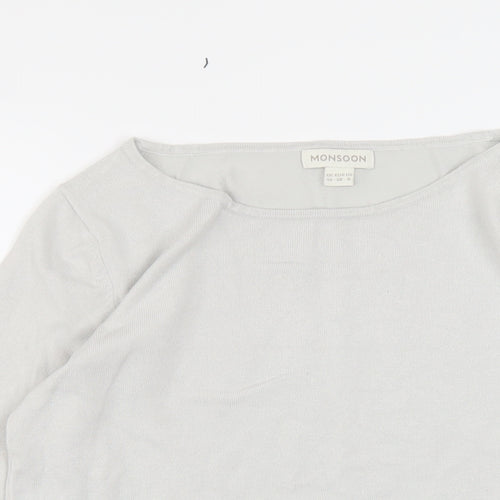 Monsoon Womens Grey Round Neck Viscose Pullover Jumper Size 10