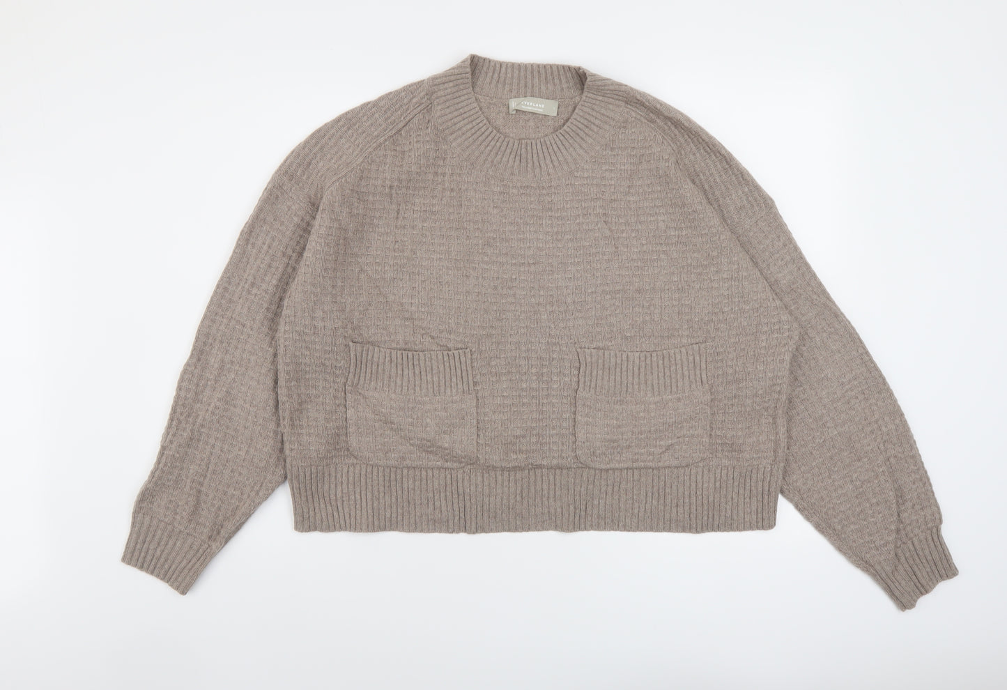 Everlane Womens Beige Mock Neck Cashmere Pullover Jumper Size L
