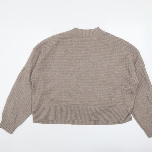 Everlane Womens Beige Mock Neck Cashmere Pullover Jumper Size L
