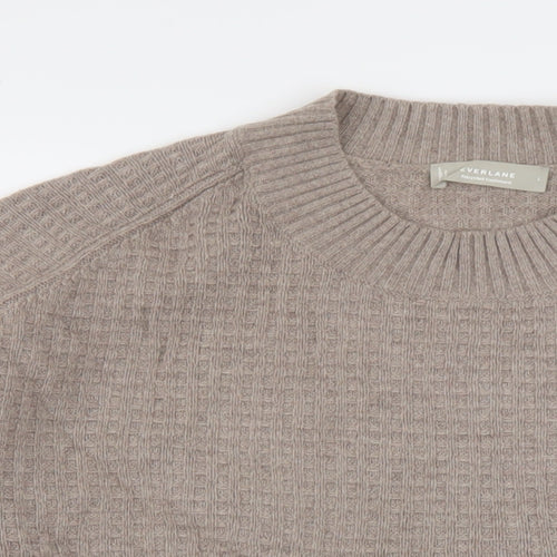 Everlane Womens Beige Mock Neck Cashmere Pullover Jumper Size L