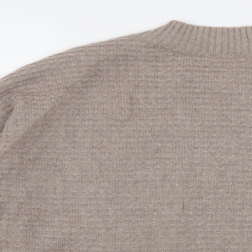 Everlane Womens Beige Mock Neck Cashmere Pullover Jumper Size L