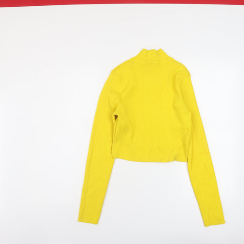 H&M Womens Yellow Mock Neck Polyester Pullover Jumper Size M