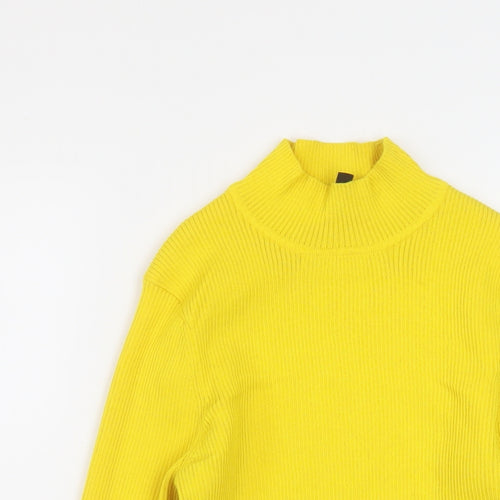 H&M Womens Yellow Mock Neck Polyester Pullover Jumper Size M