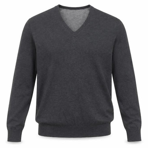 Marks and Spencer Mens Grey V-Neck Cotton Pullover Jumper Size S Long Sleeve