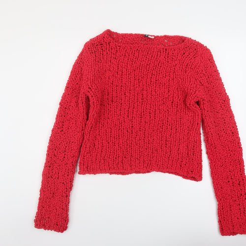 H&M Womens Pink Round Neck Polyester Pullover Jumper Size L