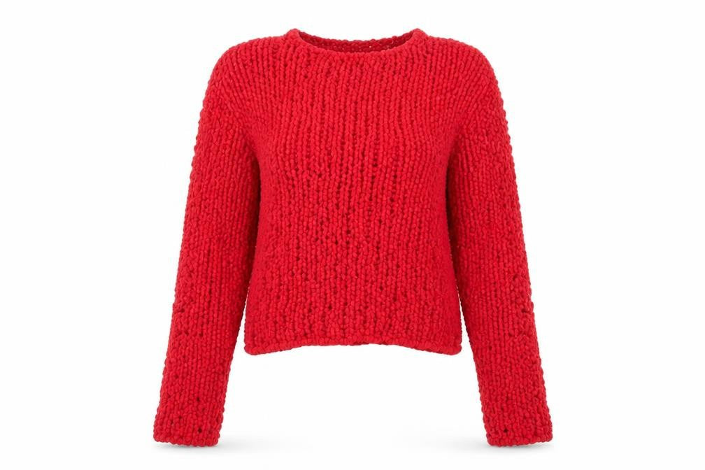 Front view of H&M women’s pink round neck polyester jumper, size L