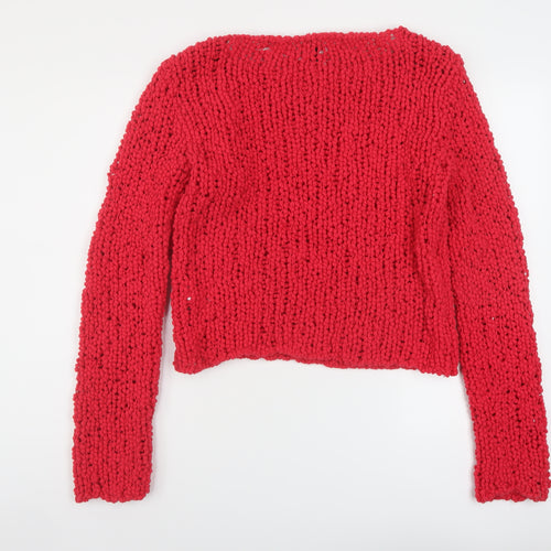 H&M Womens Pink Round Neck Polyester Pullover Jumper Size L