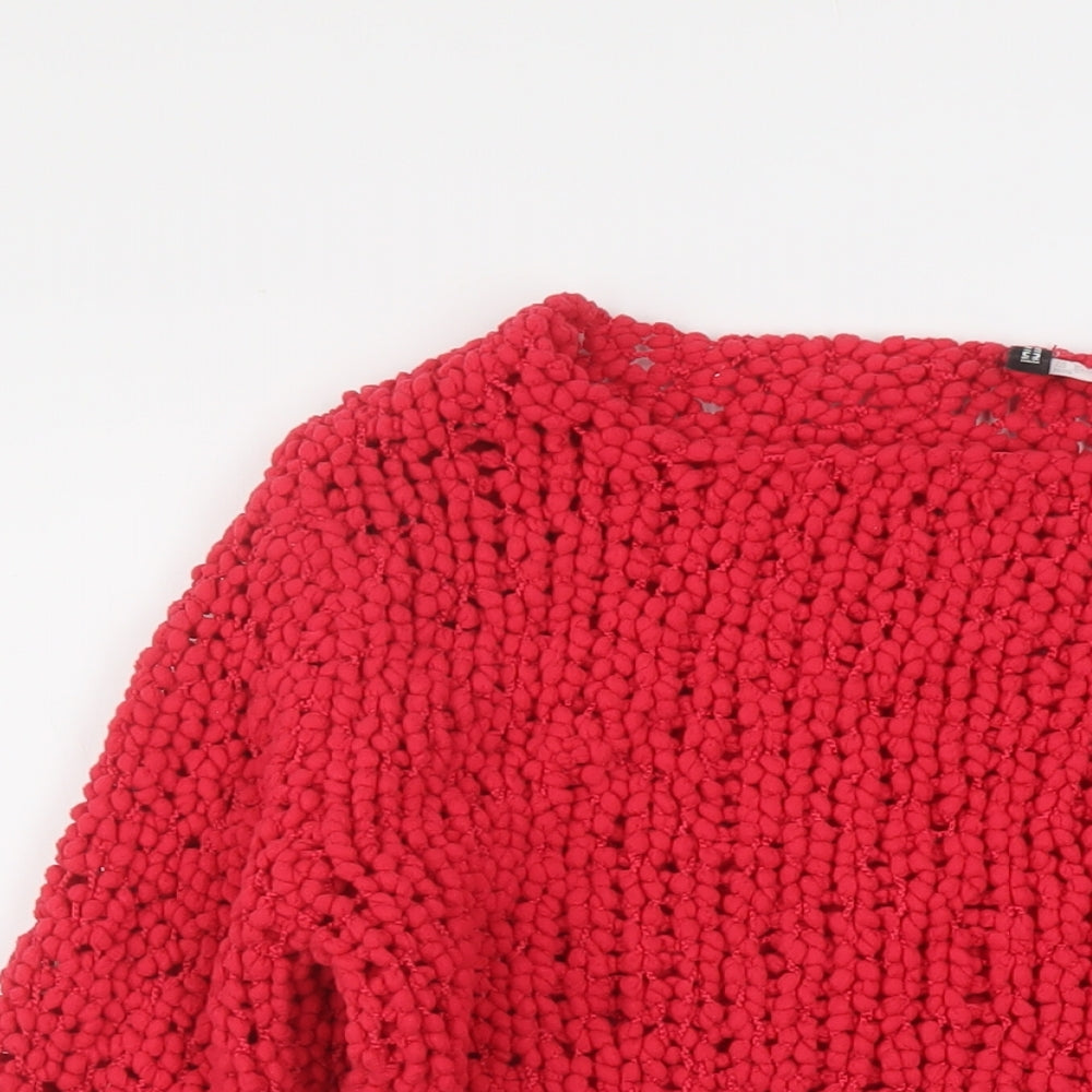 H&M Womens Pink Round Neck Polyester Pullover Jumper Size L