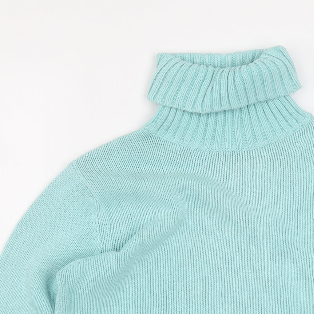 Marks and Spencer Womens Blue Roll Neck Cotton Pullover Jumper Size 8