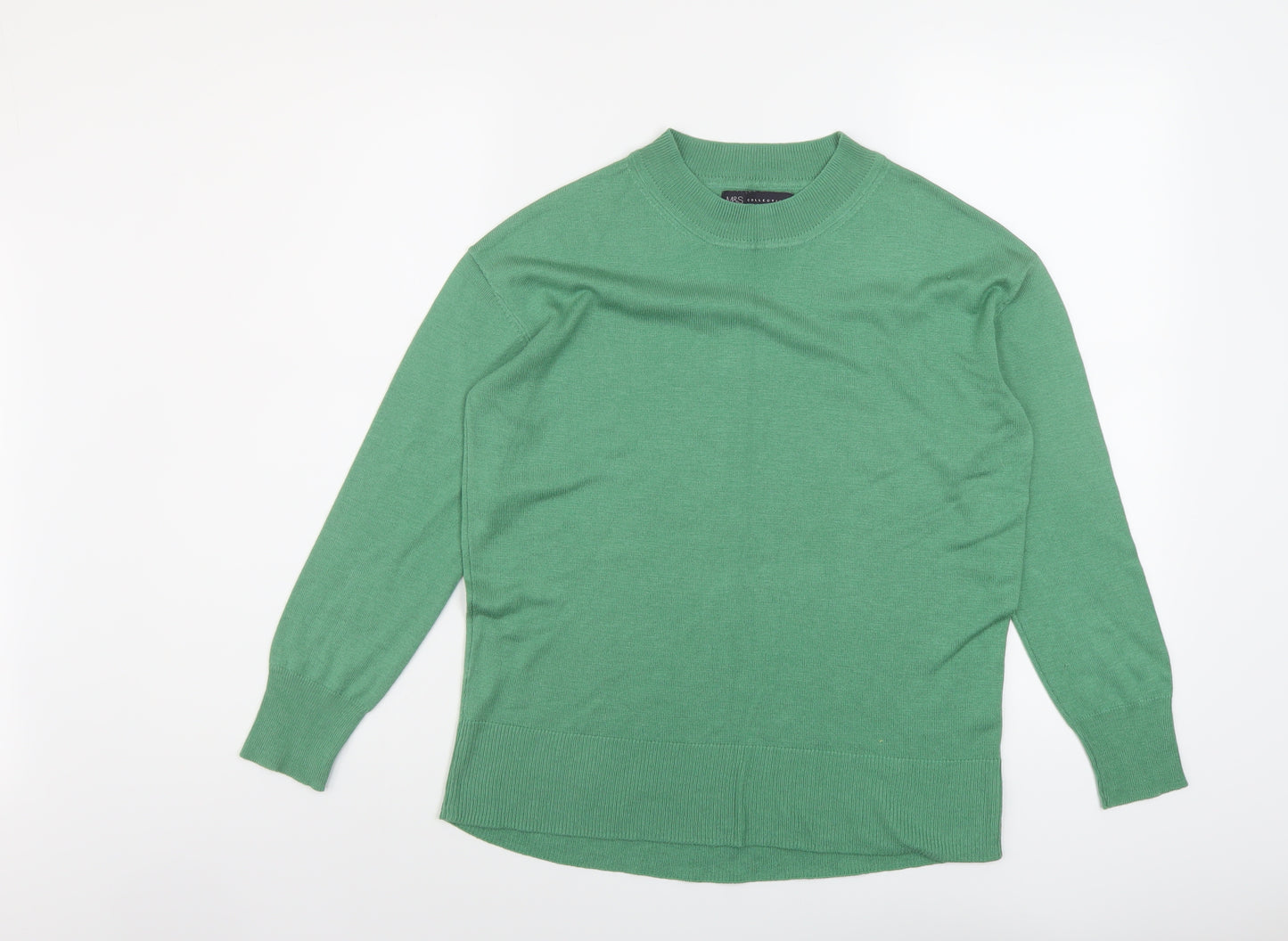 Marks and Spencer Womens Green Mock Neck Acrylic Pullover Jumper Size S