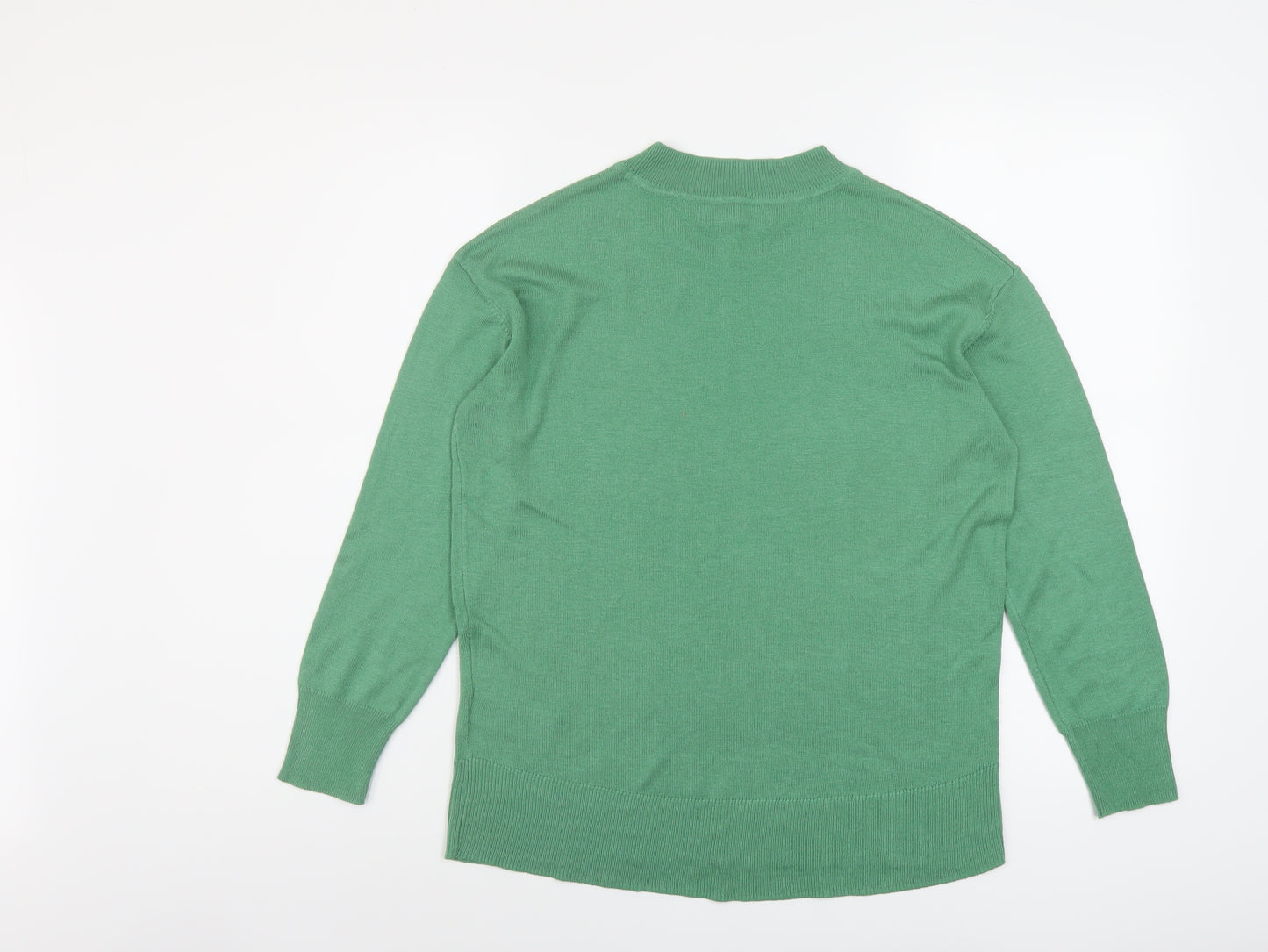 Marks and Spencer Womens Green Mock Neck Acrylic Pullover Jumper Size S