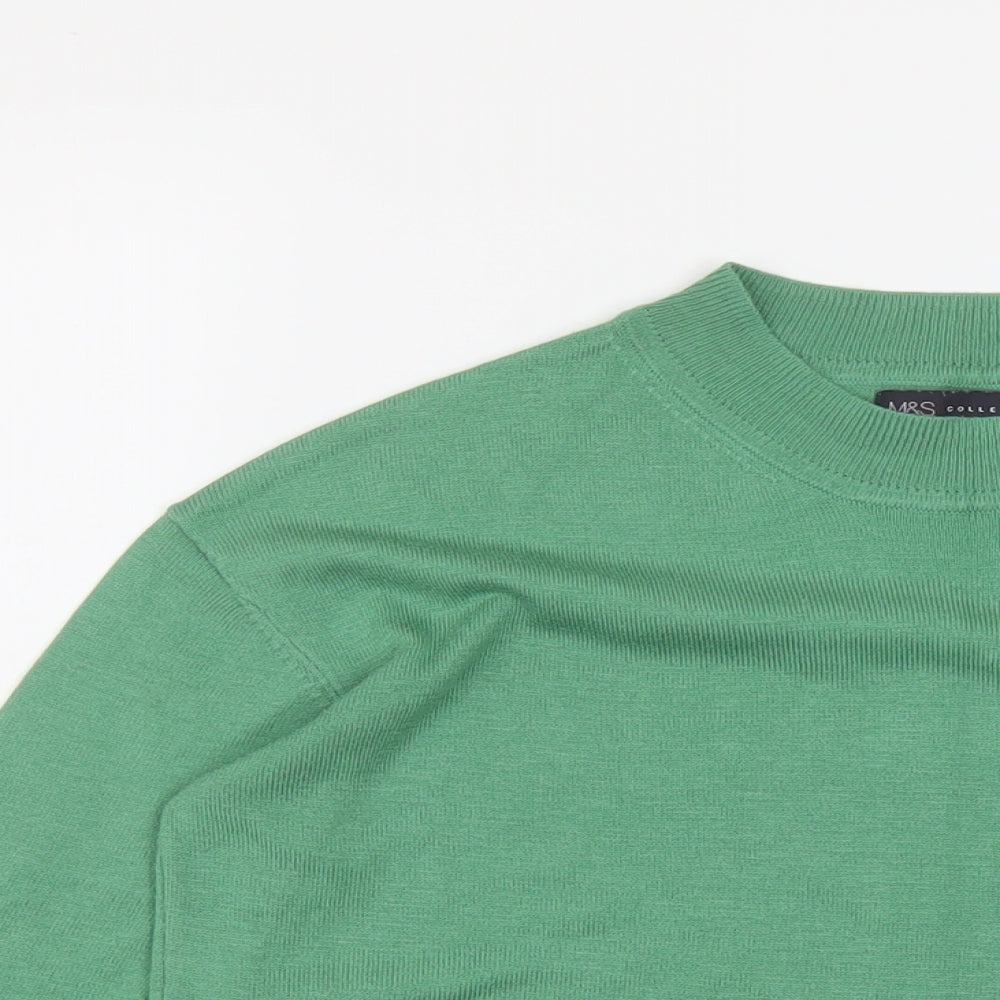 Marks and Spencer Womens Green Mock Neck Acrylic Pullover Jumper Size S
