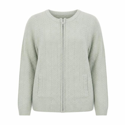 EWM Womens Green Round Neck Acrylic Full Zip Jumper Size 18