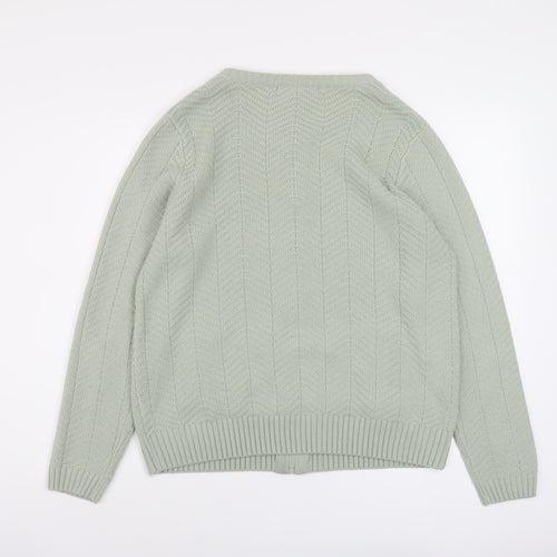 EWM Womens Green Round Neck Acrylic Full Zip Jumper Size 18