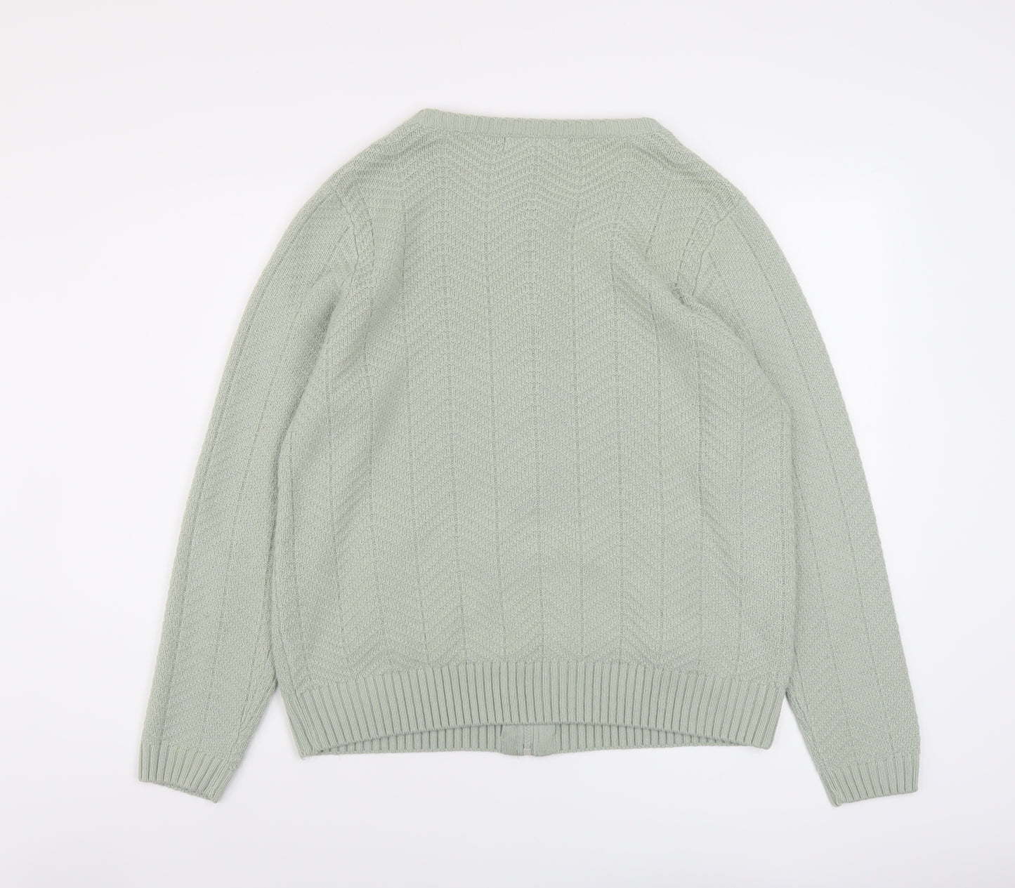 EWM Womens Green Round Neck Acrylic Full Zip Jumper Size 18