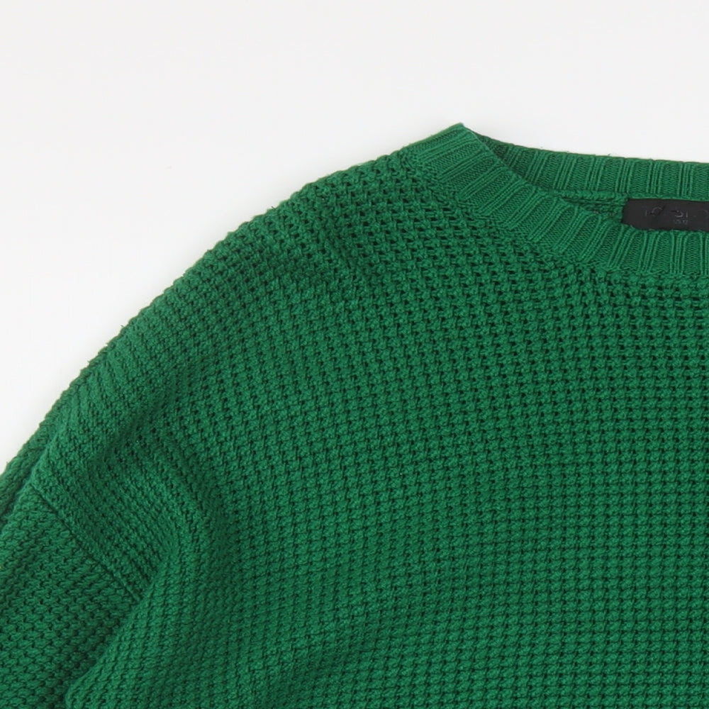 Topshop Womens Green Round Neck Acrylic Pullover Jumper Size 14