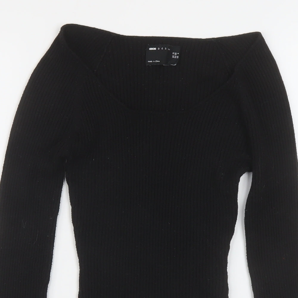 ASOS Womens Black Round Neck Polyester Pullover Jumper Size 10